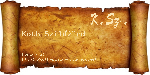 Koth Szilárd névjegykártya